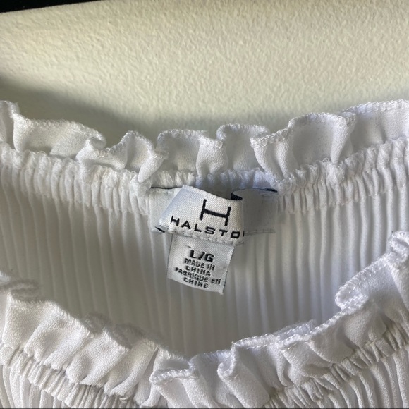 Halston off the shoulder white pleated blouse - Picture 3 of 6
